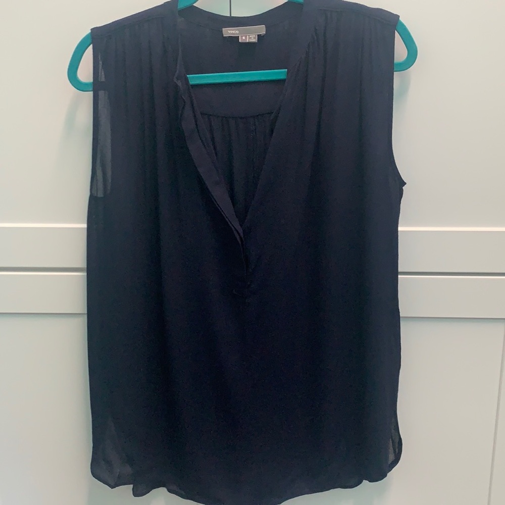Vince Navy sheer top (large)